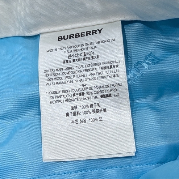 $1250 Mens Burberry Tailored Wool Trousers Pants Bright Opal Blue 54 US 38 - Picture 8 of 10